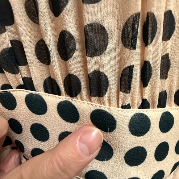 NWT Anthropologie Sleeveless Mini Dress in Pinkish/Tan and Black Polka Dots L - Picture 16 of 16